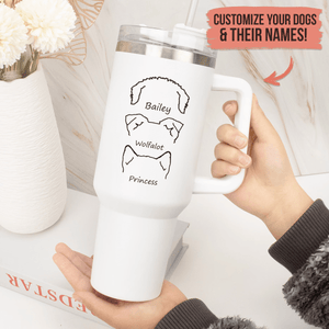 Dog Mom - Personalized 40oz Tumbler With Handle - Birthday, Housewarming, Funny Gift for Homeowners, Friends, Dog Mom, Dog Dad, Dog Lovers, Pet Gifts for Him, Her