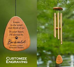 Custom Memorial Gift - In Your Heart I'll Always Be - Personalized Wind Chime| Sympathy , Bereavement, Family Memory, Condolence Gift for Pet Loss, Dog & Cat Lover