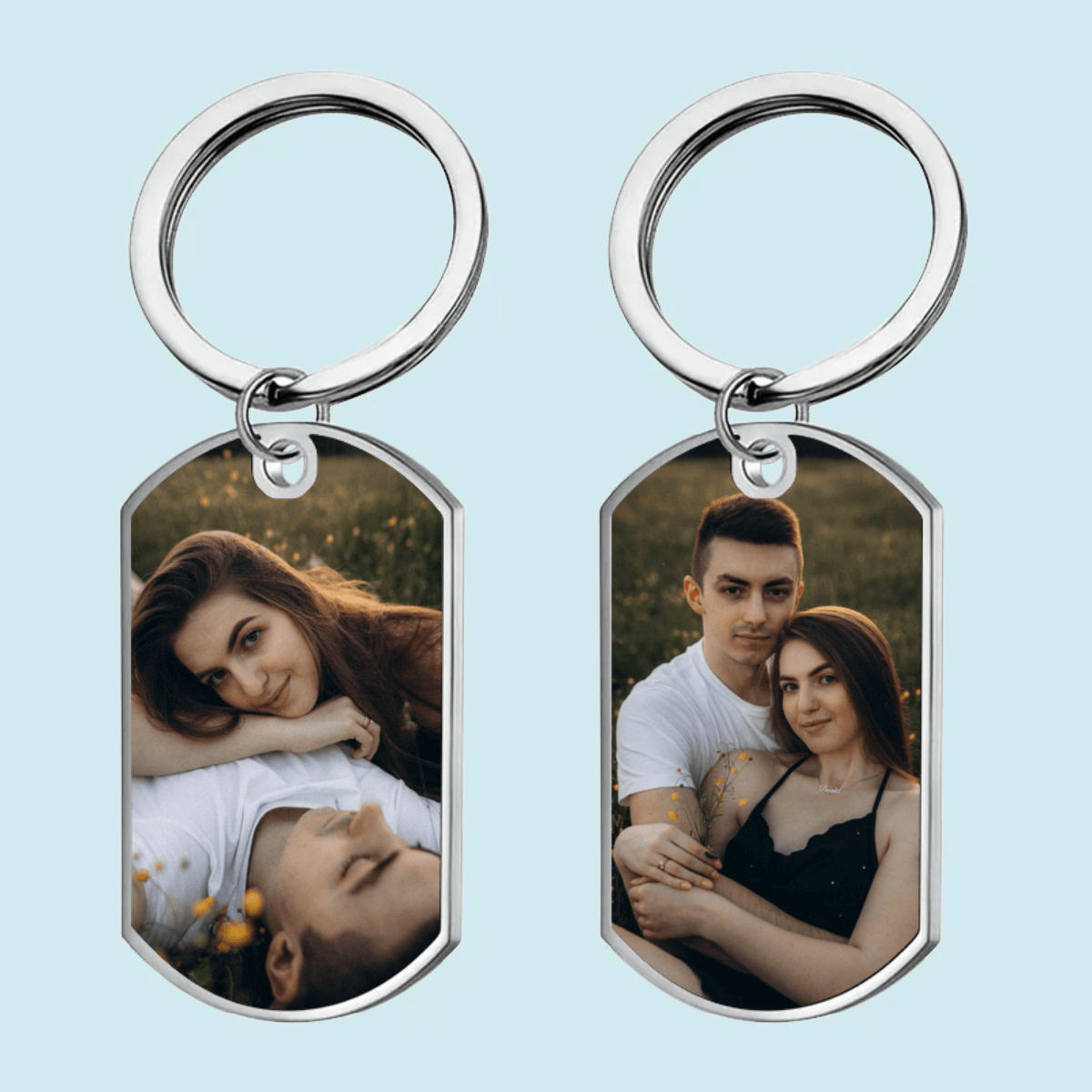 Custom Photo Keychain - Personalized Gift For Boyfriend, Girlfriend, Her, Him, Couples | Best for Anniversary, Valentine, Engagement | Stainless Steel