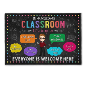 In My Classroom Everything Is Okay - Personalized Doormat - Back To School Gift For Teacher, Educator, Kindergarten, Preschool, Pre K, Paraprofessional