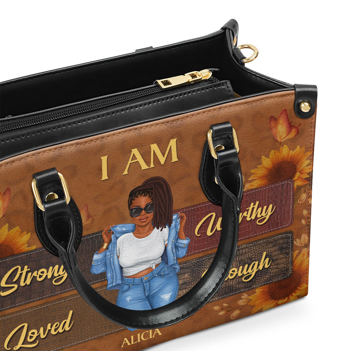 I Am Educated, Melanated - Custom Handbag - Personalized Gift For Black Girl, Women, Wife, Mom, Black History Month, Juneteenth | African American