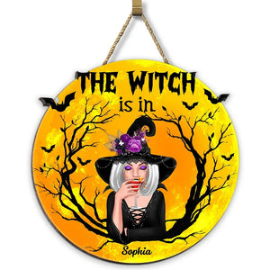 The Witch Is In - Personalized Wood Sign, Halloween Decoration