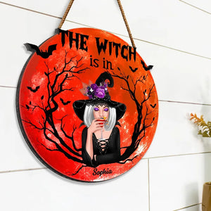 The Witch Is In - Personalized Wood Sign, Halloween Decoration