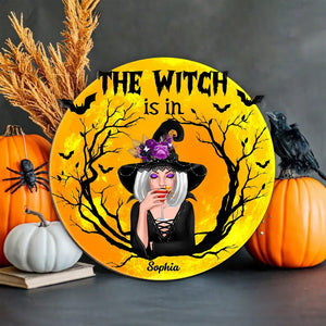 The Witch Is In - Personalized Wood Sign, Halloween Decoration