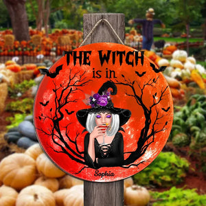 The Witch Is In - Personalized Wood Sign, Halloween Decoration