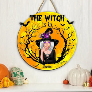 The Witch Is In - Personalized Wood Sign, Halloween Decoration