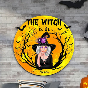 The Witch Is In - Personalized Wood Sign, Halloween Decoration