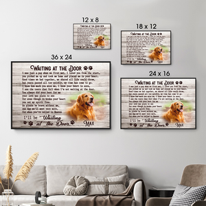 Custom Photo Memorial Pet Waiting At The Door - Personalized Horizontal Poster - Personalized Gifts for Pet Loss, Sympathy Gift for Cat, Dog Lovers