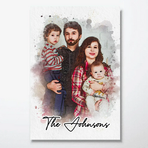 Custom Photo Watercolor Family - Personalized Poster/Canvas Print - Gift For Family Members, Mom and Dad