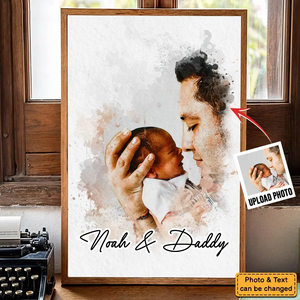 Custom Photo Watercolor Family - Personalized Poster/Canvas Print - Gift For Family Members, Mom and Dad