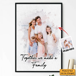 Custom Photo Watercolor Family - Personalized Poster/Canvas Print - Gift For Family Members, Mom and Dad