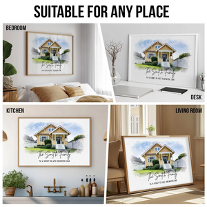 Custom Photo Watercolor House - Personalized Poster/Canvas - Gift For Family, Housewarming Gift, Childhood Home