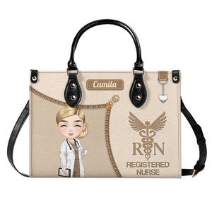 Watercolor Nurse - Personalized Leather Handbag - Gift For Nurse, CNA, Registered RN, Healthcare Worker