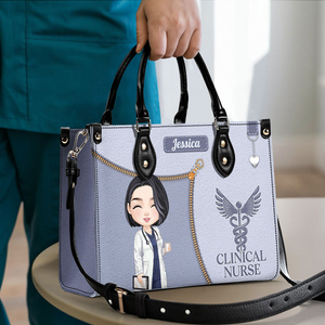 Watercolor Nurse - Personalized Leather Handbag - Gift For Nurse, CNA, Registered RN, Healthcare Worker