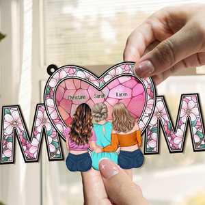 We Love You Mom - Personalized Window Hanging Suncatcher Ornament - Gift For Mom, Mama, Mommy, Mother