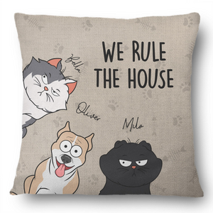 We Rule The House Dog Cat Version - Personalized Custom Pillow - Gift for Dog Lovers, Cat Lovers, Pet Lovers