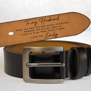 Custom Engraved Belt for Him - Go There Hand In Hand - Personalized Gift for Husband, Boyfriend, Fiancé | Birthday, Valentine, Anniversary | Leather