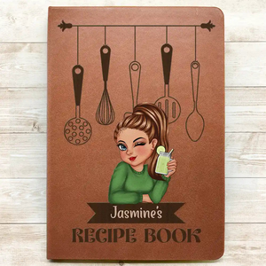 Woman Recipe Cookbook - Personalized Leather Journal - Gift For Mom, Grandma, Women, Bestie, Girlfriend, Best Friend