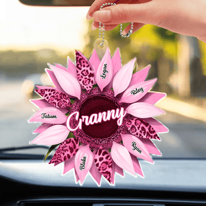 Family Sunflower - Personalized Acrylic Car Hanger - Gift for Grandma/Nana/Mimi, Mom, Wife, Grandparent - Suzitee Store