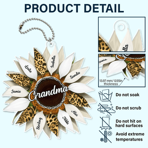 Family Sunflower - Personalized Acrylic Car Hanger - Gift for Grandma/Nana/Mimi, Mom, Wife, Grandparent - Suzitee Store