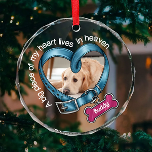 You Left Paw Prints In My Heart Forever Heart - Custom Memorial Gift For Dog Lovers, Cat & Pet Lovers, Personalized Christmas Circle Glass Ornament