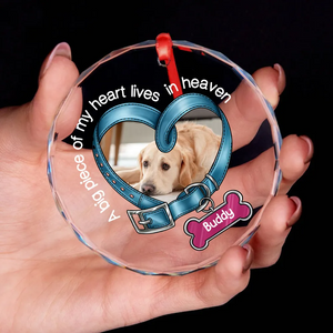 You Left Paw Prints In My Heart Forever Heart - Custom Memorial Gift For Dog Lovers, Cat & Pet Lovers, Personalized Christmas Circle Glass Ornament