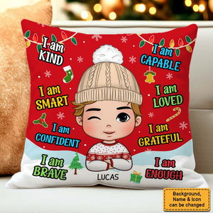 I Am Kind, Smart, Loved - Personalized Custom Pillow - Gift For Granddaughter, Grandson, Kids