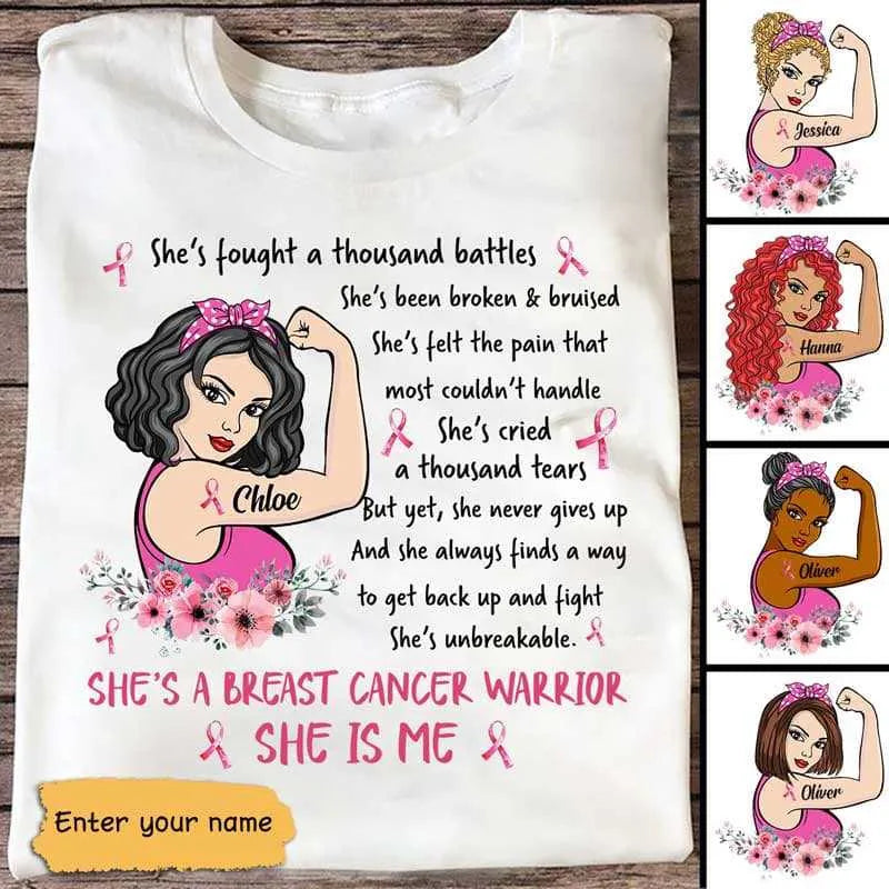 I Am Breast Cancer Warrior - Personalized Custom T Shirt - Gift for Breast Cancer Warrior, Breast Cancer Awareness