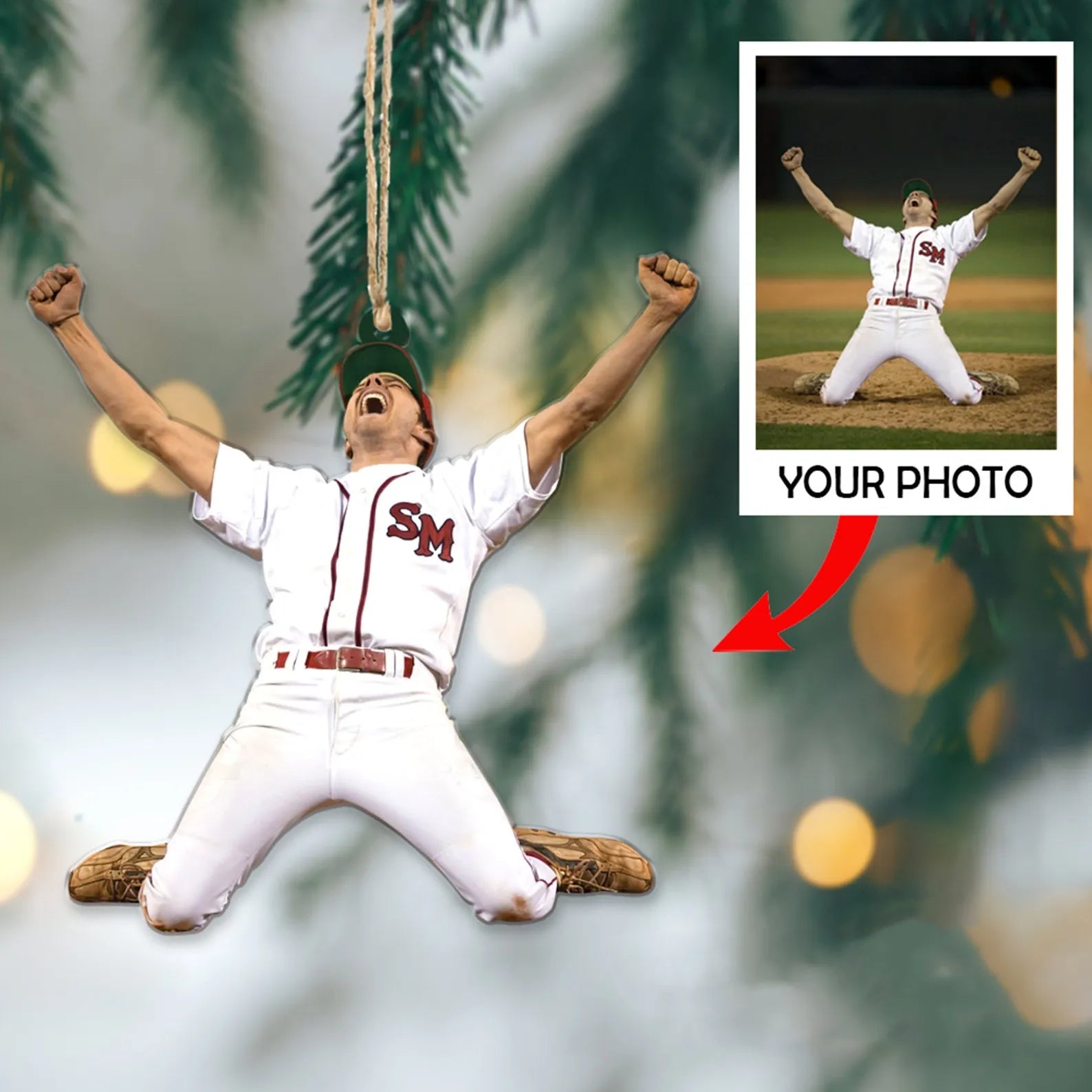 Custom Baseball Photo Ornament - Personalized Christmas Gift for Baseball Player - Baseball Lovers | Christmas Decor