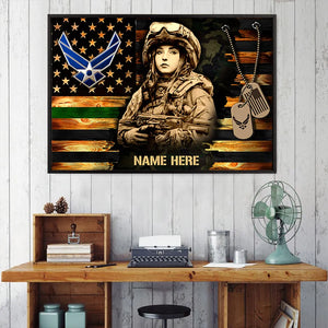 Soldier American Rustic Flag - Personalized Poster - Gift For Military Veteran Dad Grandpa Veteran