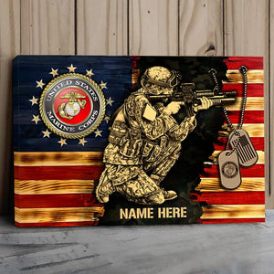 Soldier American Rustic Flag - Personalized Poster - Gift For Military Veteran Dad Grandpa Veteran