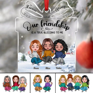 Our Friendship is a True Blessing to me - Personalized Custom Shaped Acrylic Ornament - Gift For Him/Her, Besties, Friends, Sister/Brother