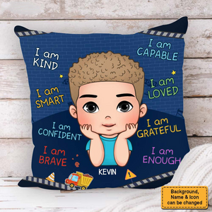 I Am Kind, Smart, Loved - Personalized Custom Pillow - Gift For Granddaughter, Grandson, Kids