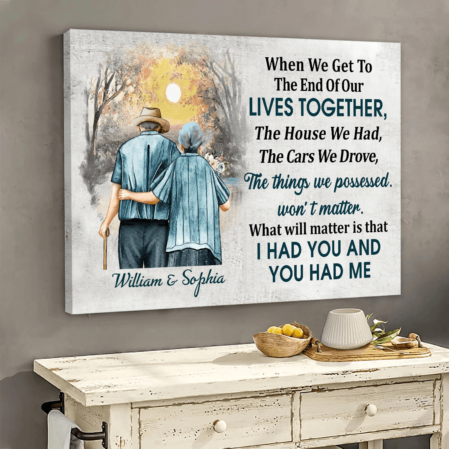 Together To The End - Custom Wall Art - Personalized Gift For Grandparent, Couple, Valentine, Anniversary, Husband, Wife, Her/Him