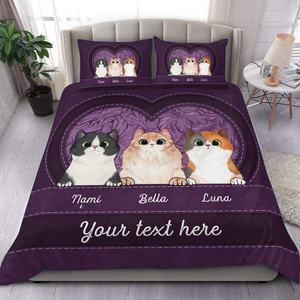 Cat Personalized Bedding Set - Gift For Cat Lovers, Cat Mom, Cat Dad, Cat Owner Gift