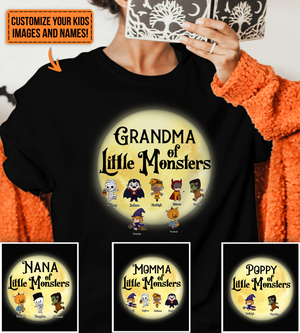 Grandma of Little Monsters - Personalized Custom T Shirt - Halloween Gift for Grandma/Nana/Mimi, Mom, Wife, Grandparent