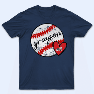 Distressed Vintage Baseball With a Heart - Baseball/ Softball Personalized Ballz Custom T Shirt - Birthday, Loving, Funny Gift for Grandma/Nana/Mimi, Mom, Wife, Grandparent