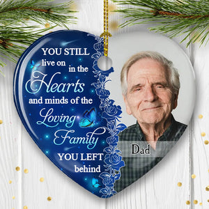 Hearts And Minds - Personalized Heart Ceramic Ornament - Memorial Sympathy Gift for Family Members Grandma, Grandpa, Dad, Mom