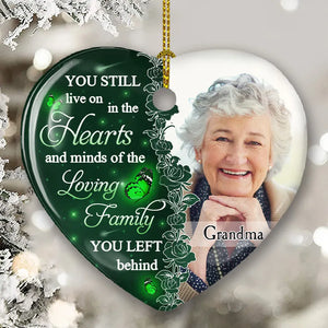 Hearts And Minds - Personalized Heart Ceramic Ornament - Memorial Sympathy Gift for Family Members Grandma, Grandpa, Dad, Mom