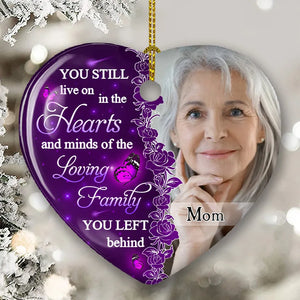 Hearts And Minds - Personalized Heart Ceramic Ornament - Memorial Sympathy Gift for Family Members Grandma, Grandpa, Dad, Mom