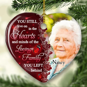 Hearts And Minds - Personalized Heart Ceramic Ornament - Memorial Sympathy Gift for Family Members Grandma, Grandpa, Dad, Mom