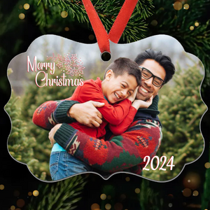 Custom Photo Family Christmas Ornament - Personalized Medallion Aluminum Ornament - Gift For Family Members, Mom, Dad, Grandparents