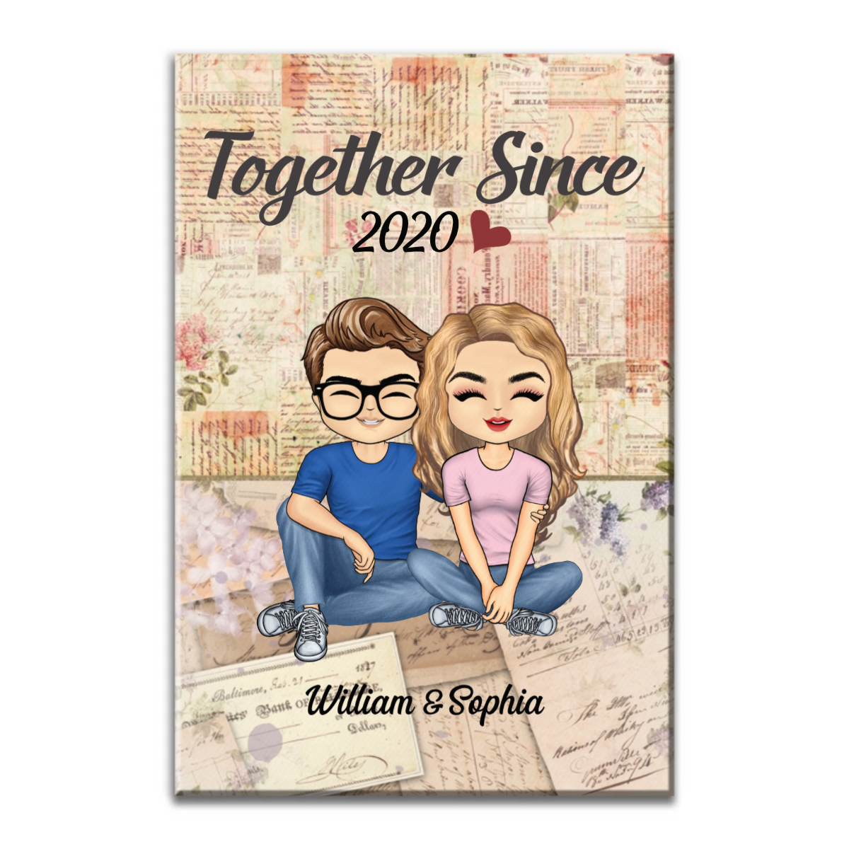 Together Since Husband Wife - Personalized Poster/Canvas Print - Gift For Her/Him, Husband/Wife, Couples on Anniversary, Valentine's Day