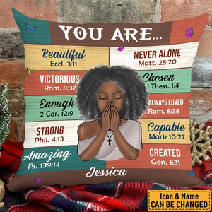 Bible Verses Custom Pillow - Personalized Gift for Girl, Women, Bestie, Girlfriend, Best Friend - Christian, Valentine, Black History