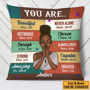 Bible Verses Custom Pillow - Personalized Gift for Girl, Women, Bestie, Girlfriend, Best Friend - Christian, Valentine, Black History