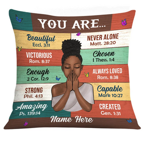 Bible Verses Custom Pillow - Personalized Gift for Girl, Women, Bestie, Girlfriend, Best Friend - Christian, Valentine, Black History