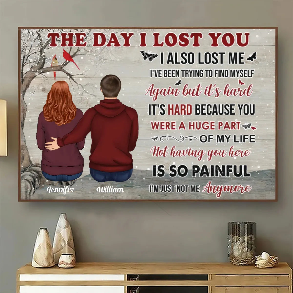 The Day I Lost You - Personalized Horizontal Poster - Memorial Sympathy Personalized Gift for Family Members, Grandma, Grandpa, Dad, Mom, Daughters, Sons, Couple