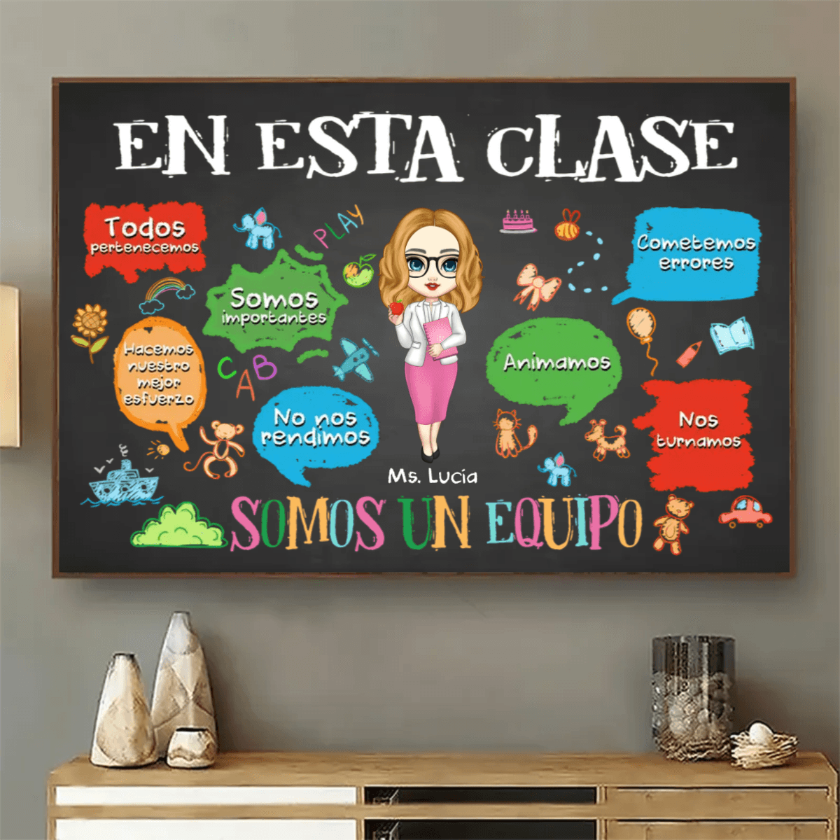 [Spanish Version] In This Classroom We Are A Team - Personalized Poster - Back To School, 1st Day of School - Custom Gift For Teachers & Educators, Classroom Decoration