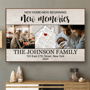 Custom Photo Housewarming Gift - New Home New Beginning New Memories - Personalized Gift For New House | Poster | Wall Art | Home & Room Decor