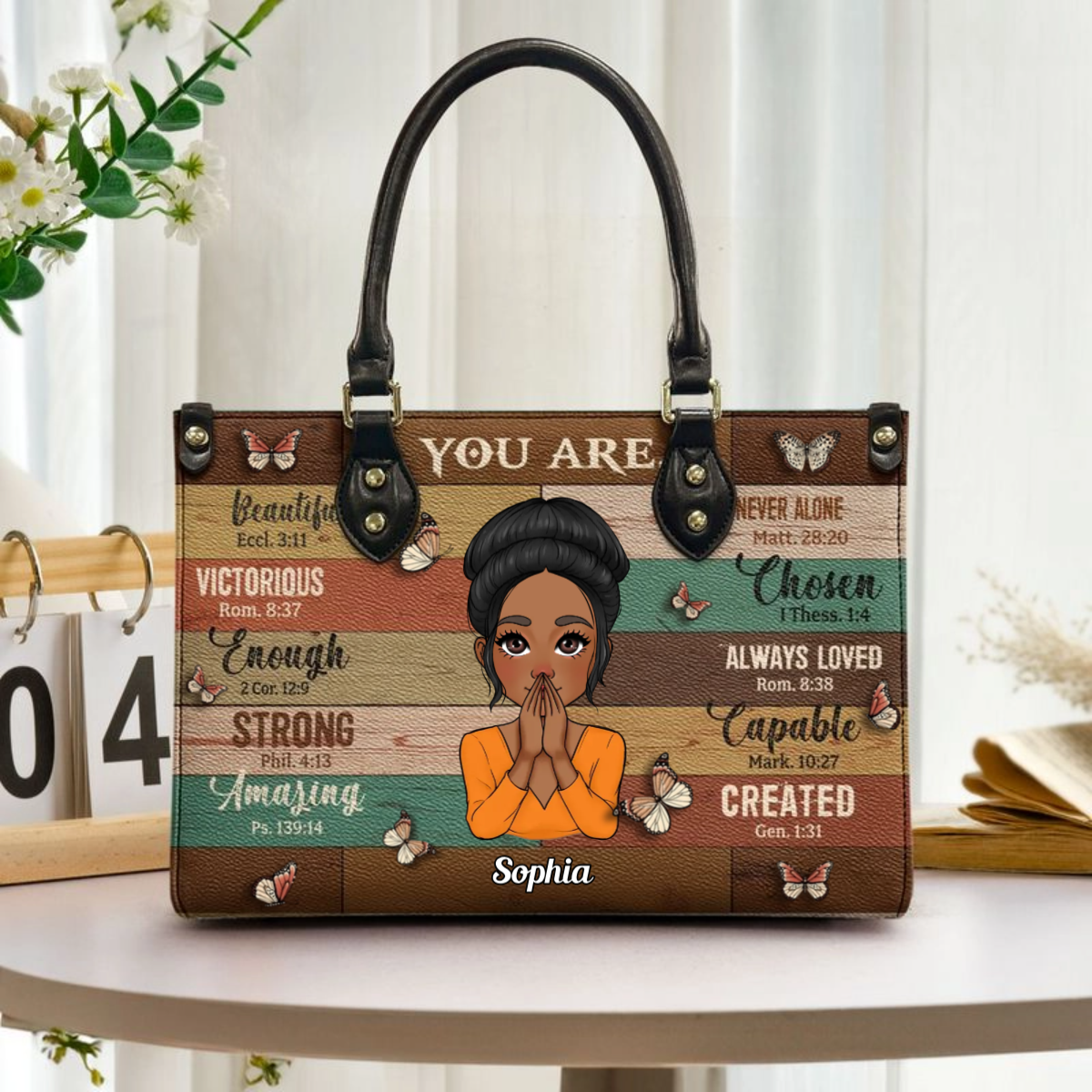 You Are Beautiful Strong - Custom Handbag - Personalized Gift For Women, Christian Gift